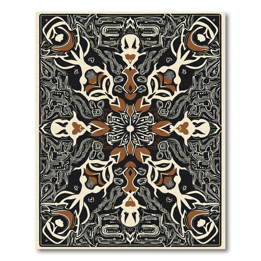 Black Brown Cream Intricate Medallion Rug