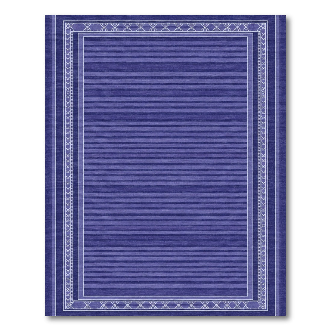 Deep Blue Striped Rectangular Border Rug