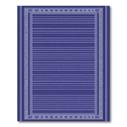Deep Blue Striped Rectangular Border Rug