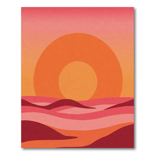 Crimson Desert Sun Landscape Waves Rug