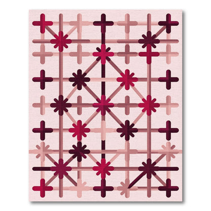 Crimson Pink Geometric Starburst Rug