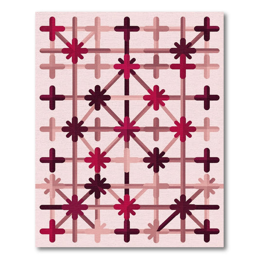 Crimson Pink Geometric Starburst Rug