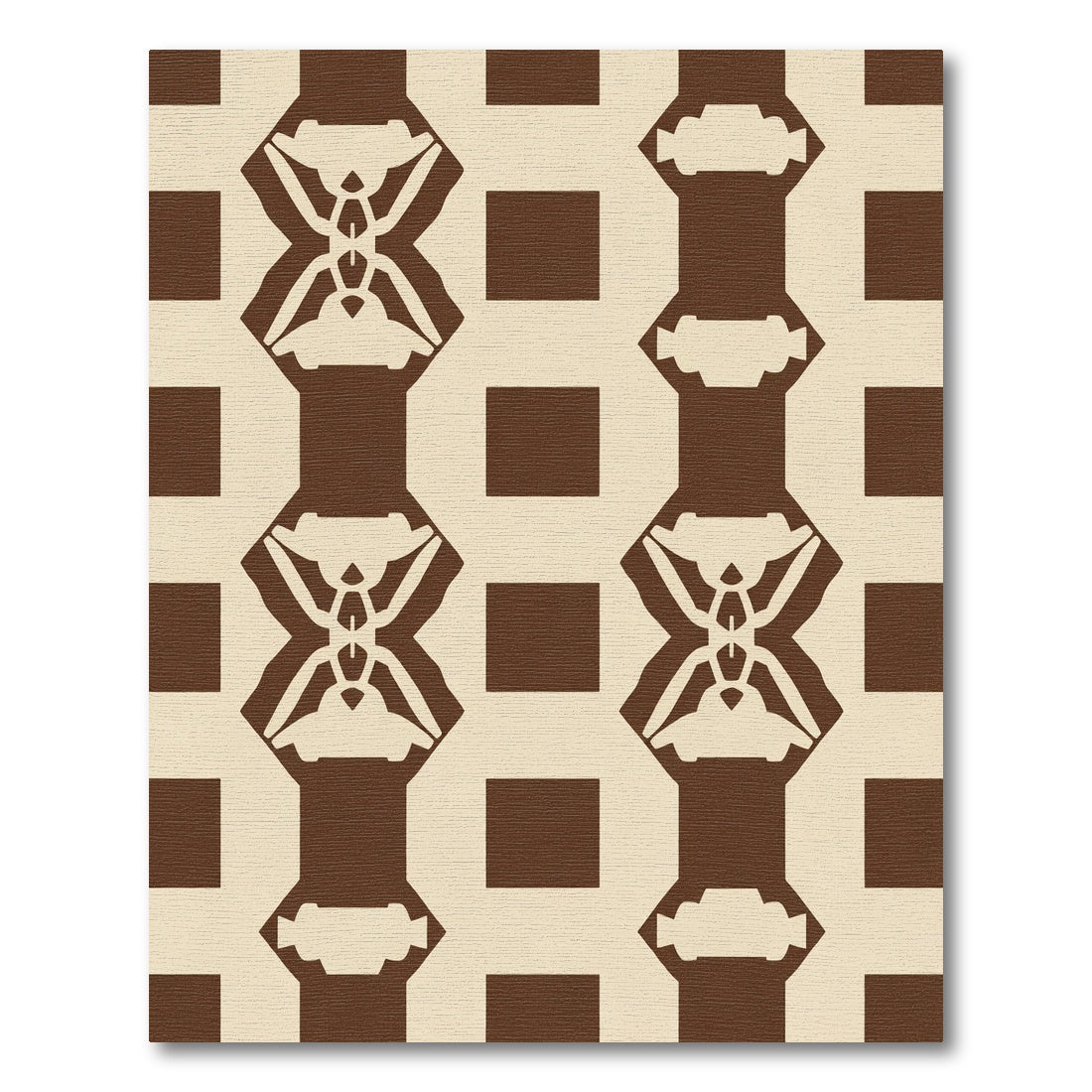 Brown Cream Geometric Lattice Rug