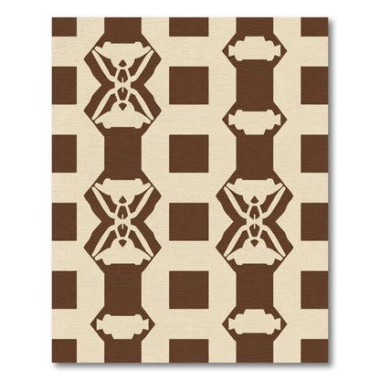Brown Cream Geometric Lattice Rug