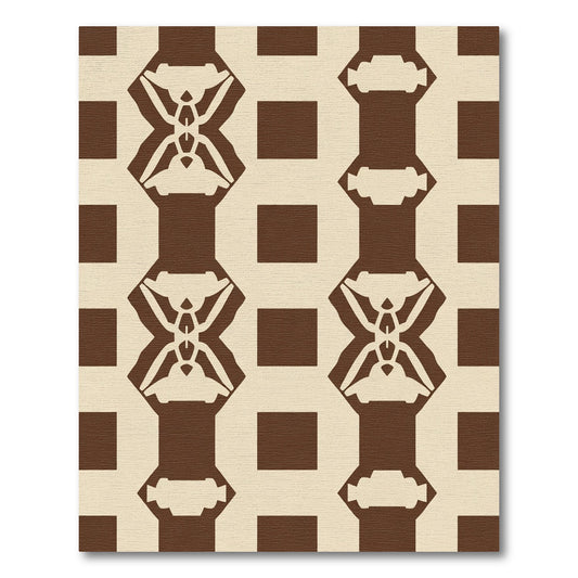 Brown Cream Geometric Lattice Rug