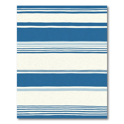 Classic Blue and Cream Striped Rug