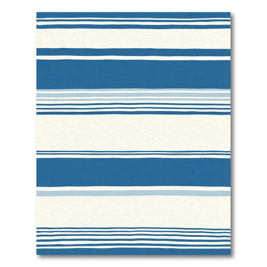 Classic Blue and Cream Striped Rug