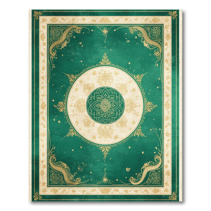 Emerald Green Dragon Mandala Area Rug