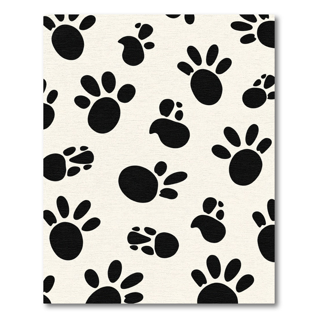 Black Paw Prints Cream Background Rug