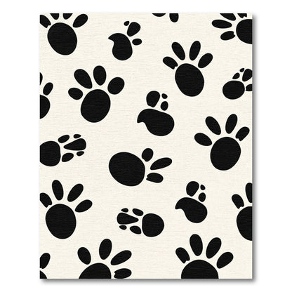 Black Paw Prints Cream Background Rug