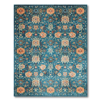 Blue Teal Floral Vintage No. 32 Area Rug