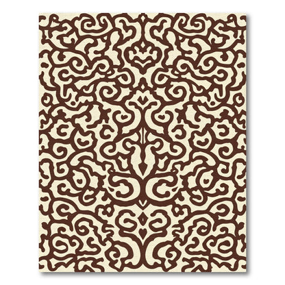 Deep Brown Organic Scroll Damask Rug