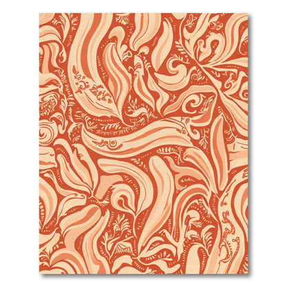 Warm Peach Swirl Floral Rug