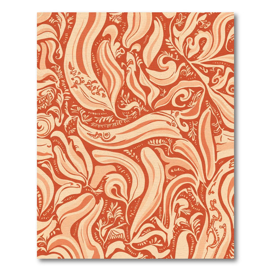 Warm Peach Swirl Floral Rug