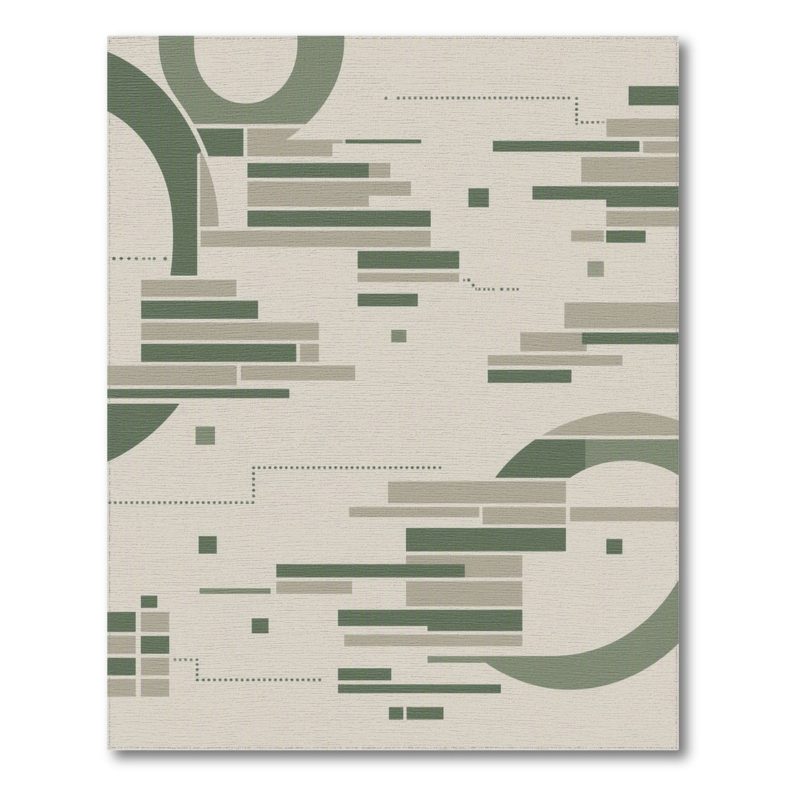Green Geometric Abstract Area Rug
