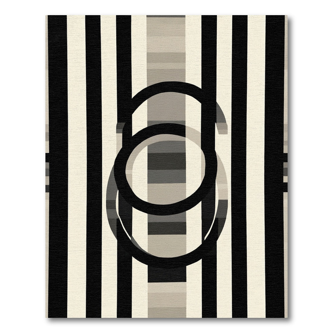 Monochrome Stripes Abstract Circles Rug