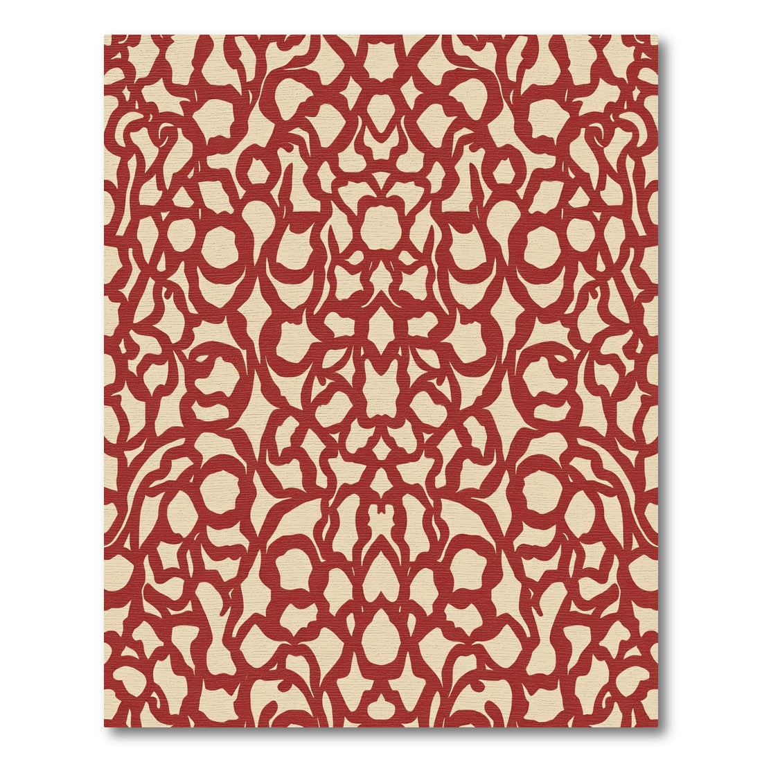 Crimson Scrolling Arabesque Lace Rug