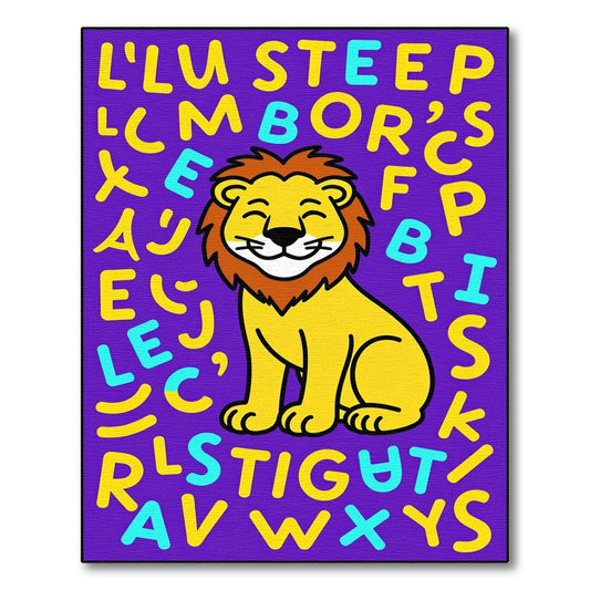 Yellow Lion Alphabet Toss Rug