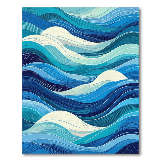 Blue Waves with White Foam Rug