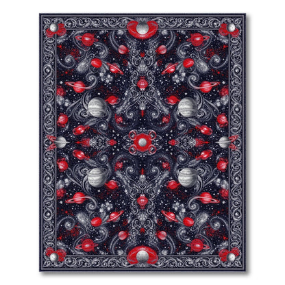 Red Celestial Planets Area Rug