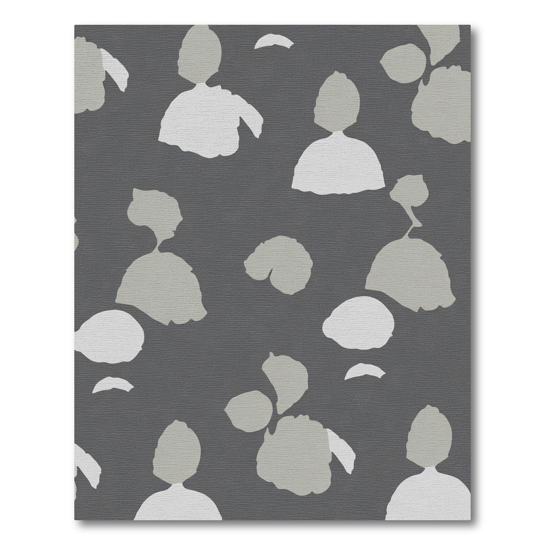 Neutral Gray Abstract Floral Forms Rug