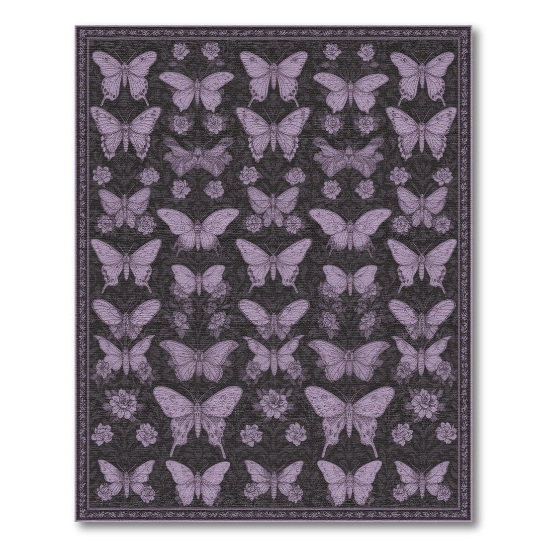 Purple Butterfly Floral Vintage Rug