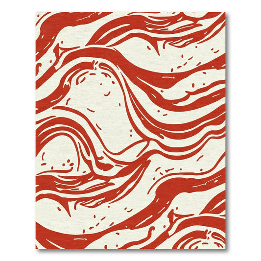 Crimson Swirl Abstract Wave Rug