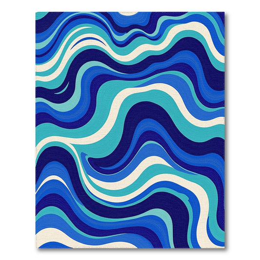 Navy Teal Wavy Abstract Rug