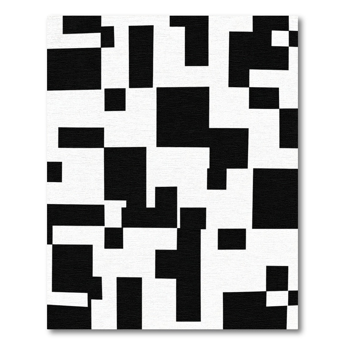 Bold Black White Geometric Composition Rug