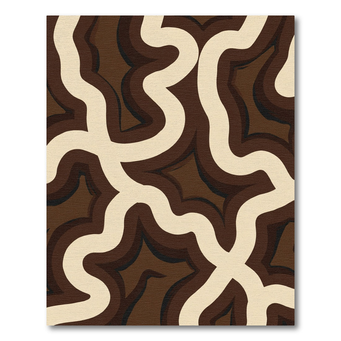 Abstract Cream Swirl Brown Layers Rug
