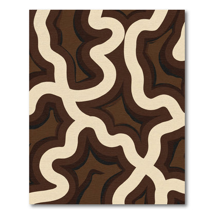 Abstract Cream Swirl Brown Layers Rug