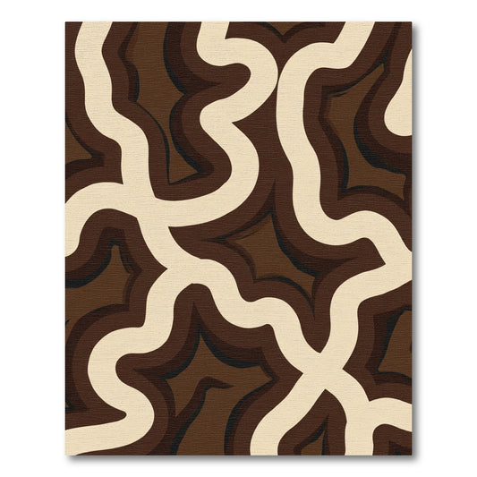 Abstract Cream Swirl Brown Layers Rug