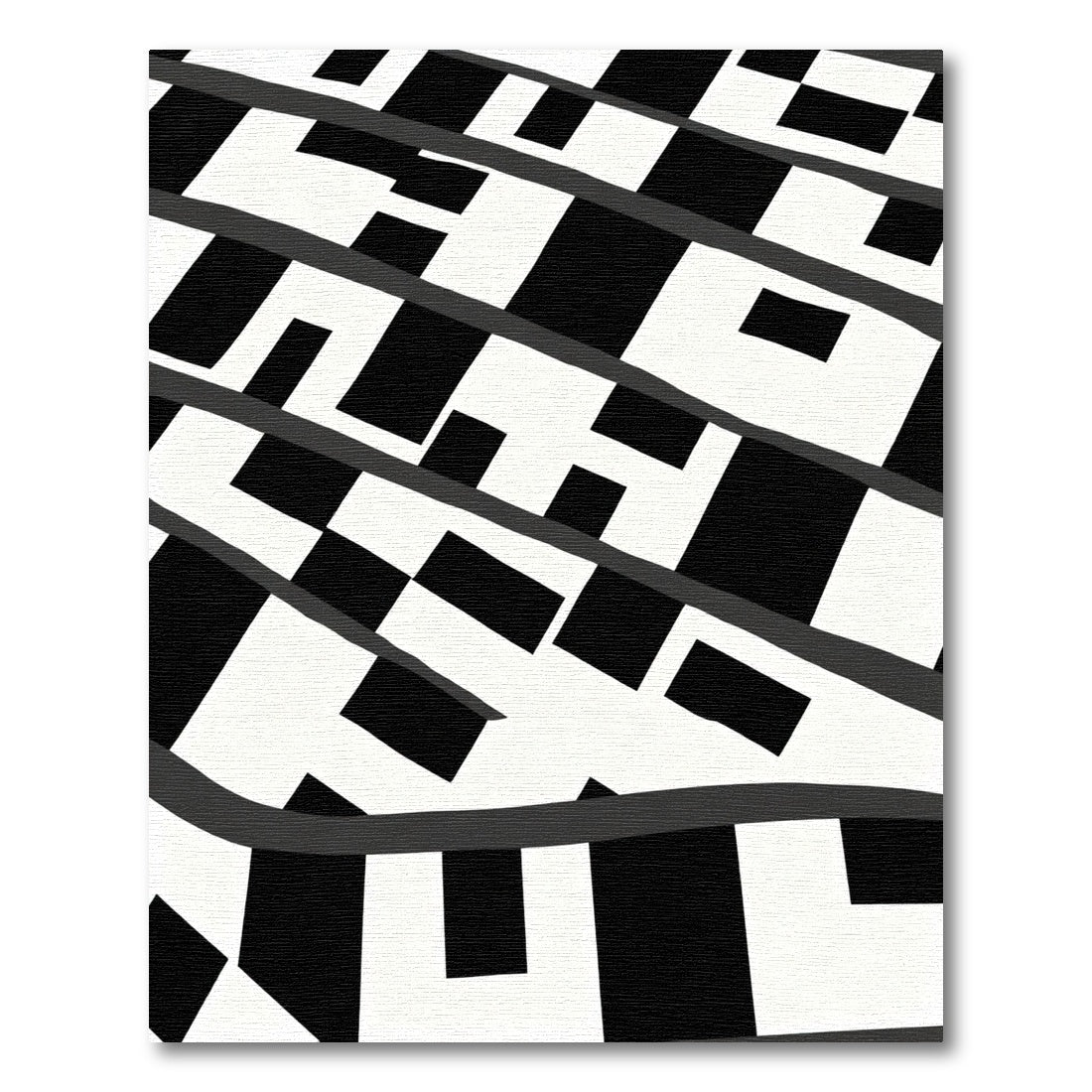 Abstract Black White Jagged Stripes Rug