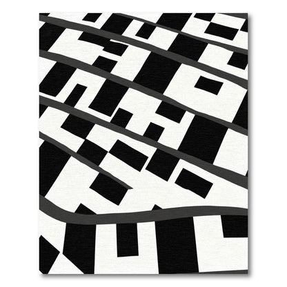 Abstract Black White Jagged Stripes Rug