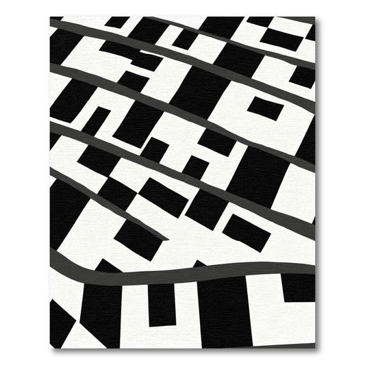 Abstract Black White Jagged Stripes Rug