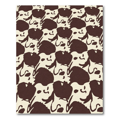 Brown Ivory Abstract Playful Faces Rug