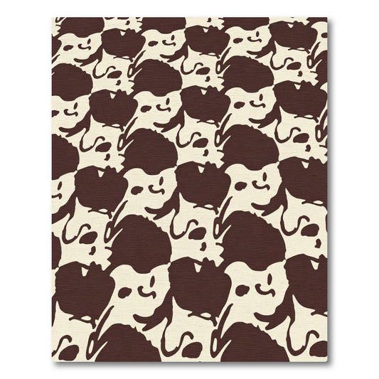Brown Ivory Abstract Playful Faces Rug