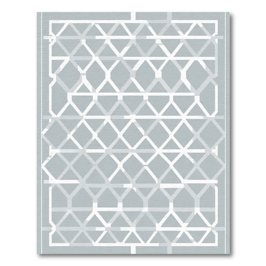 Geometric Lattice Gray White Rug