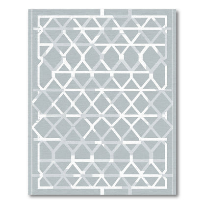Geometric Lattice Gray White Rug
