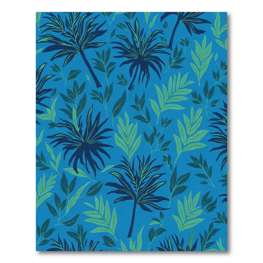 Deep Blue Tropical Foliage Rug
