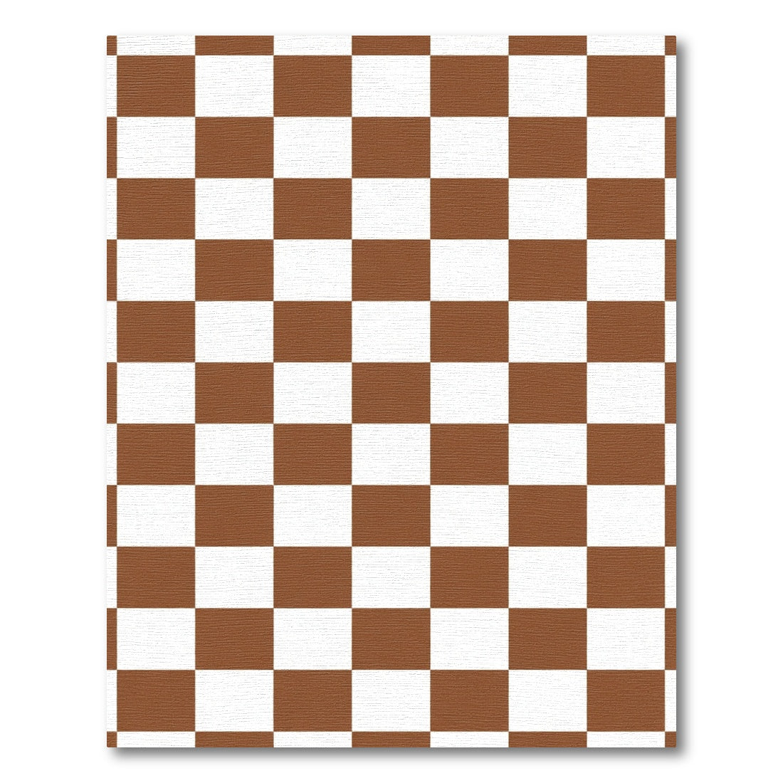 Brown White Classic Checkered Squares Rug