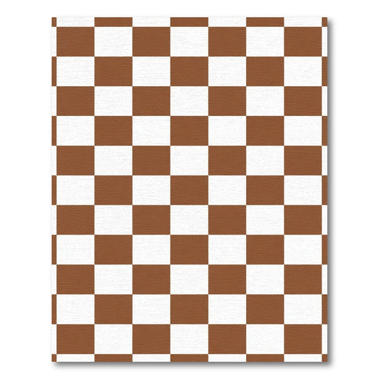Brown White Classic Checkered Squares Rug