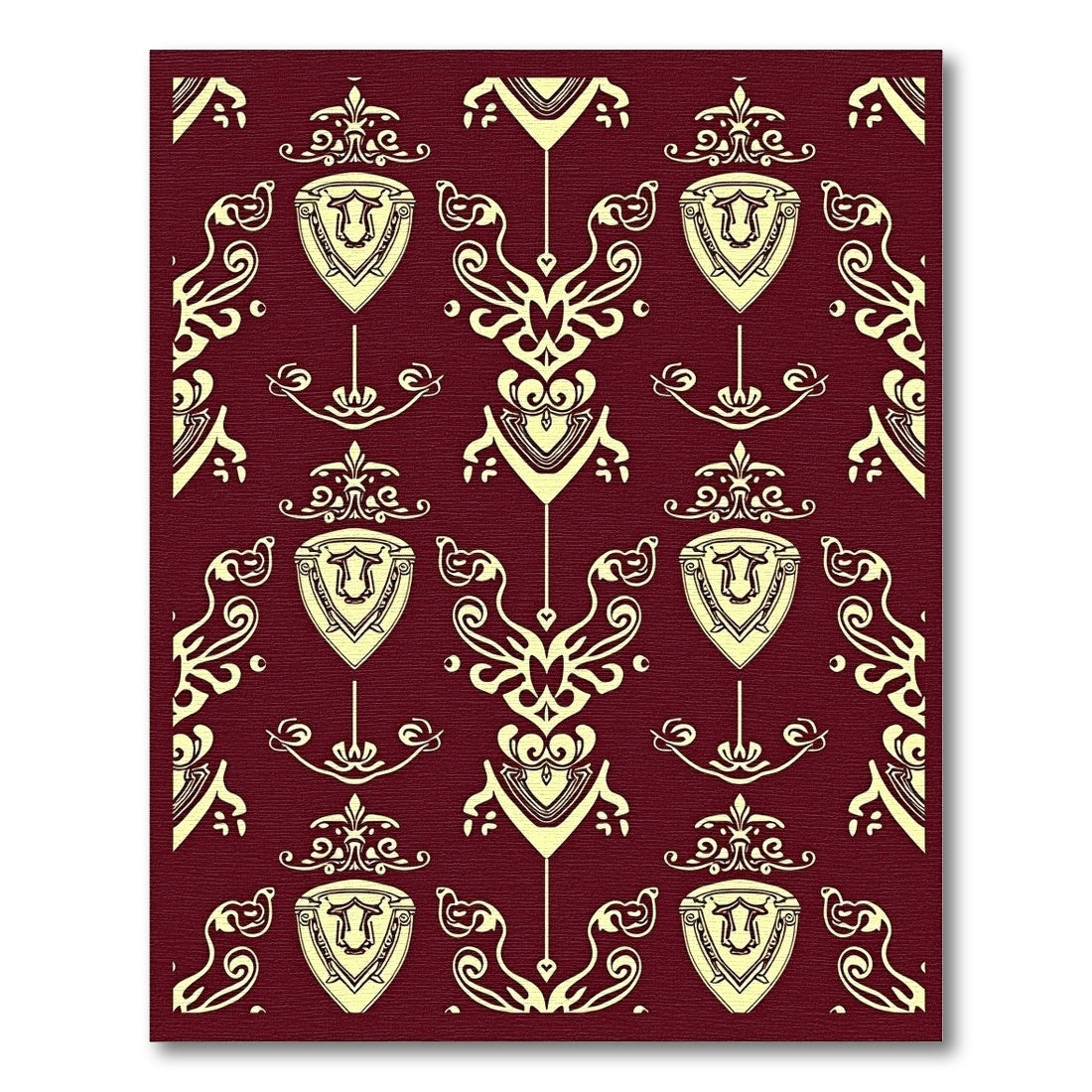 Deep Red Tartan Shield Emblem Rug