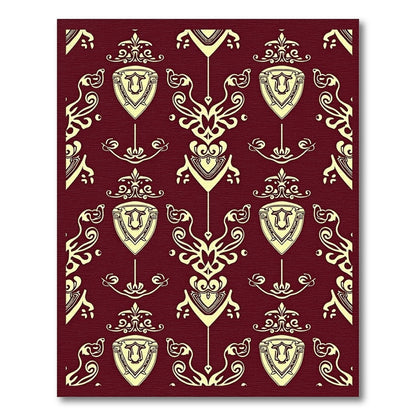 Deep Red Tartan Shield Emblem Rug