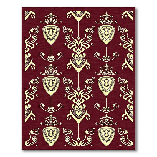 Deep Red Tartan Shield Emblem Rug