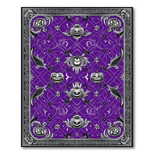 Purple Halloween Pumpkin Spiderweb Area Rug