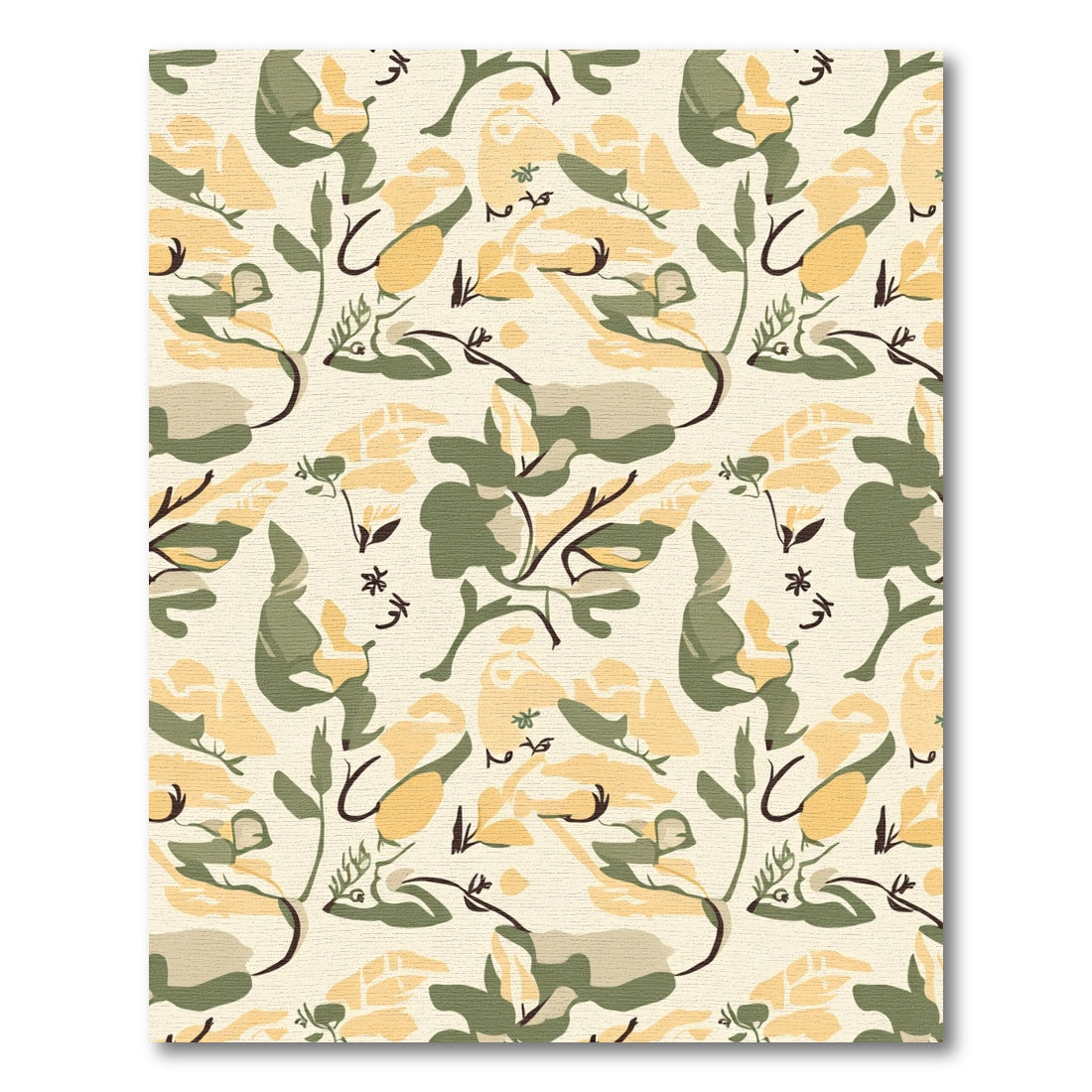 Earthy Naturalistic Abstract Floral Rug