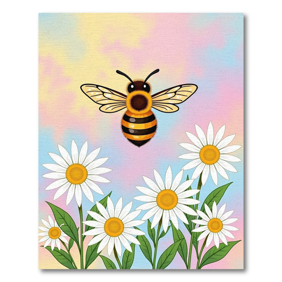 Whimsical Bee Daisy Pastel Sky Rug