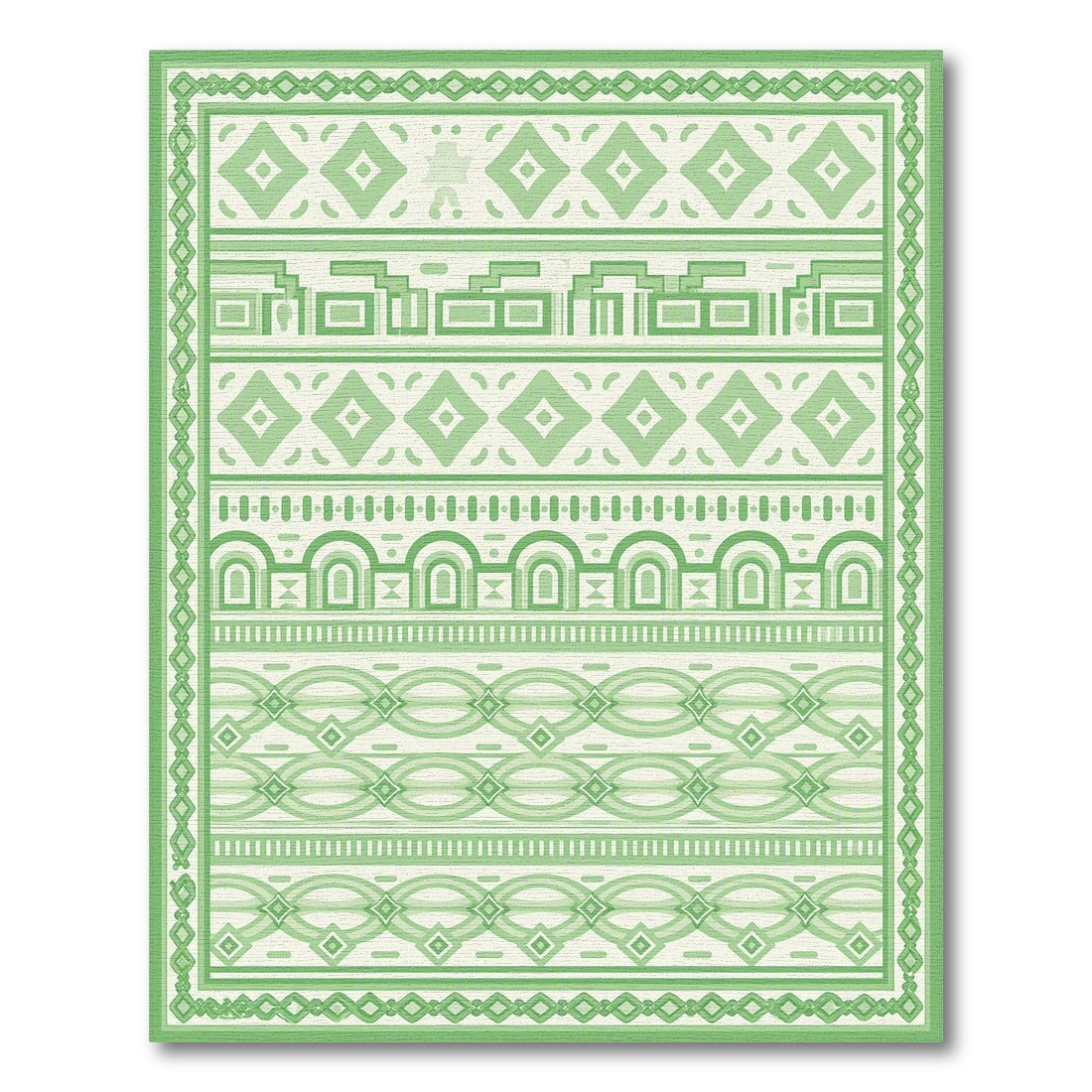 Green Geometric Diamond Green Area Rug