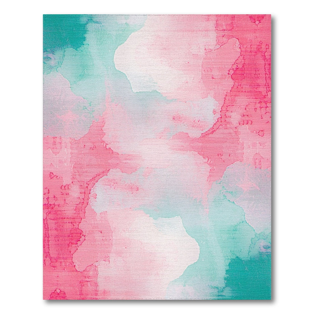Pink Teal Abstract Area Rug
